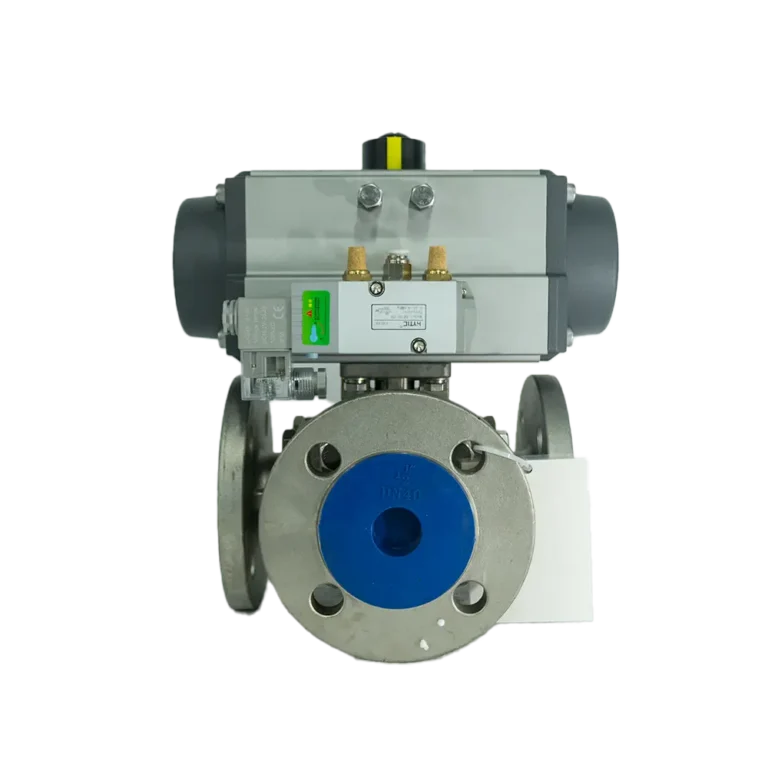 Pneumatic Flanged Three Way Ball Valve